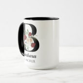 Cadeau de mug à monogramme floral personnalisé pou (Devant gauche)