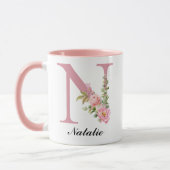 Cadeau de mug à monogramme floral rose rose person (Gauche)