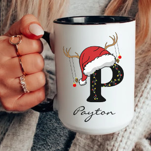 Cadeau de mug alphabet personnalisé de Noël pour M
