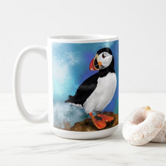 Cadeau de Mug de Café Puffin Atlantique (Avec donut)
