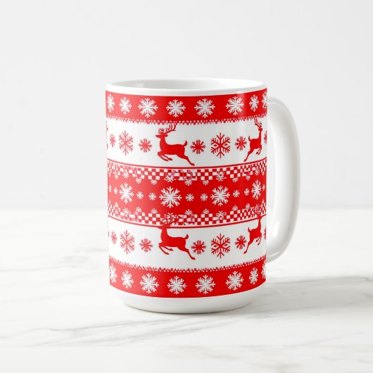 Cadeau de mug de Noël flocon de neige de renne (Devant droit)