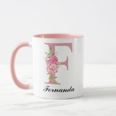 Cadeau de mug floral avec nom initial personnalisé (Gauche)