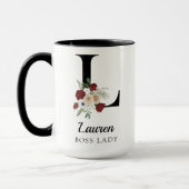 Cadeau de mug personnalisé avec initiale florale é (Gauche)