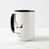 Cadeau de mug personnalisé avec initiale florale é (Devant gauche)