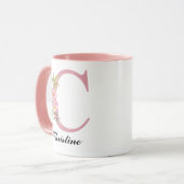 Cadeau de mug personnalisé rose avec initiale de n (Devant gauche)