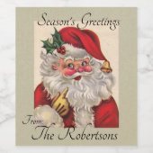 Cadeau de Noël 6 Vins Étiquettes VOTRE NOM Père No (Étiquettes simples)