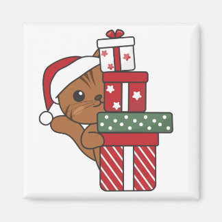 Cadeau de Noël Chat Animaux d'hiver Chats Magnet