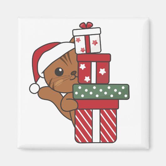 Cadeau de Noël Chat Animaux d'hiver Chats Magnet (Devant)