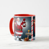Cadeau de Noël Cute Père Noël Mug Ajouter un nom D (Devant gauche)