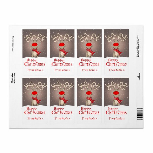 Cadeau de Noël étiquette gris (Feuille entière)