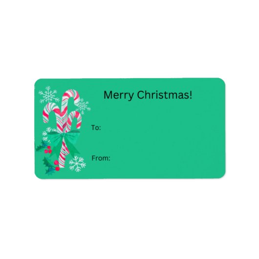 Cadeau de Noël Étiquette Sucre de canne vert (Devant)