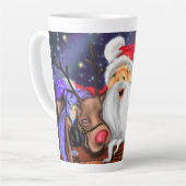 Cadeau de Noël Latte Mug Père Noël et Reindees s'a (Angle gauche)