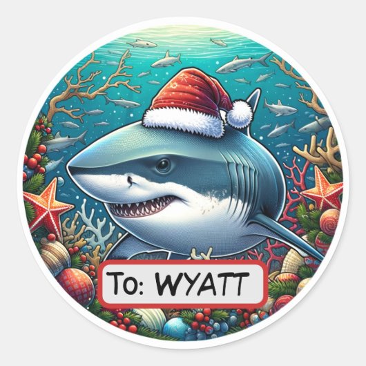 Cadeau de Noël requin Étiquette (Devant)