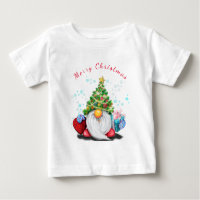 Cadeau de Noël T-shirt bébé joyeux Gnome avec cade