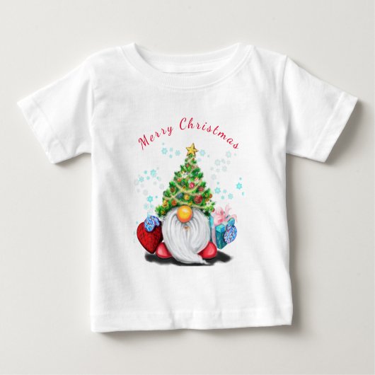 Cadeau de Noël T-shirt bébé joyeux Gnome avec cade (Devant)