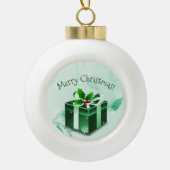 Cadeau de Noël vert ornement encadré (Devant)