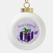 Cadeau de Noël violet ornement encadré (Devant)