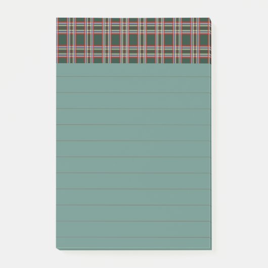 Cadeau de notes post-it de Noël à carreaux verts (Devant)