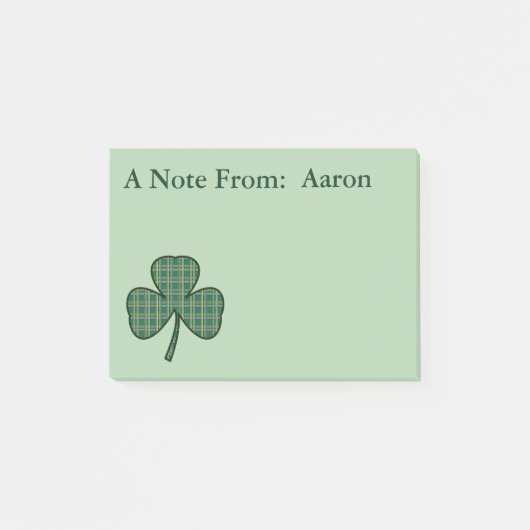 Cadeau de notes post-it personnalisées en trèfle (Devant)