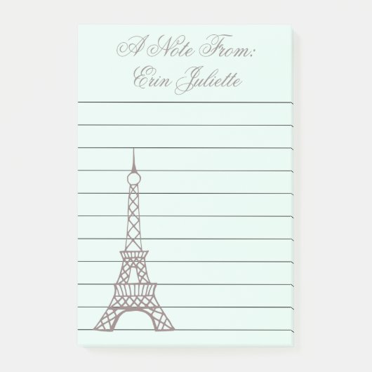 Cadeau de notes Post-it personnalisées Tour Eiffel (Devant)