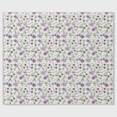 Cadeau de papier aquarelle florale verte et violet (Plat)