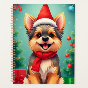 Cadeau de planificateur de Noël de chien de dessin