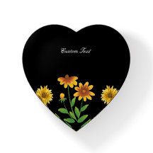 Cadeau de presse-papiers en verre floral noir jaun