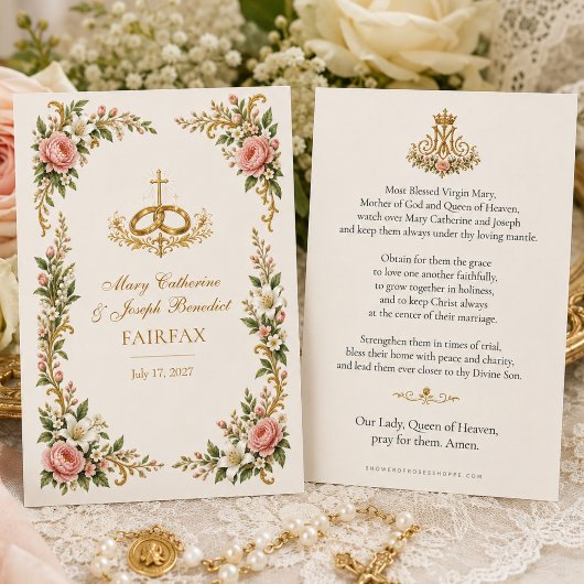 Cadeau de prière de mariage catholique romain