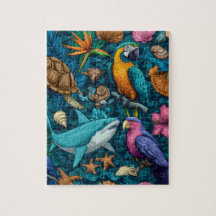 Cadeau de Puzzle d'Animaux de Plage d'Été