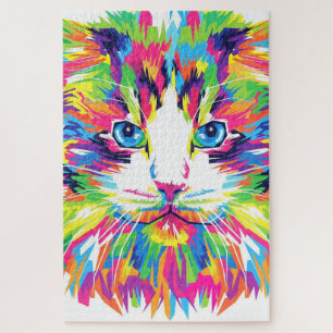 Cadeau de puzzle de chat coloré