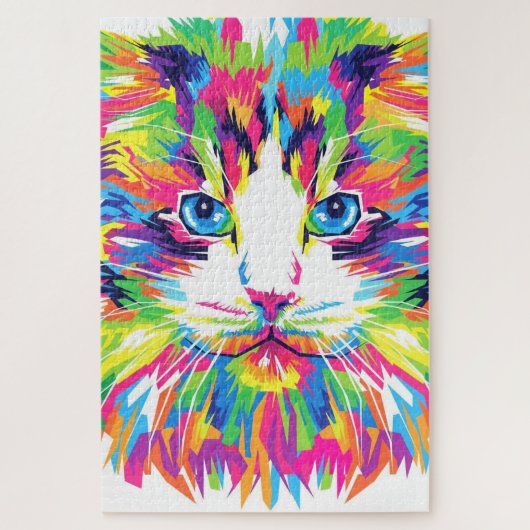 Cadeau de puzzle de chat coloré (Vertical)