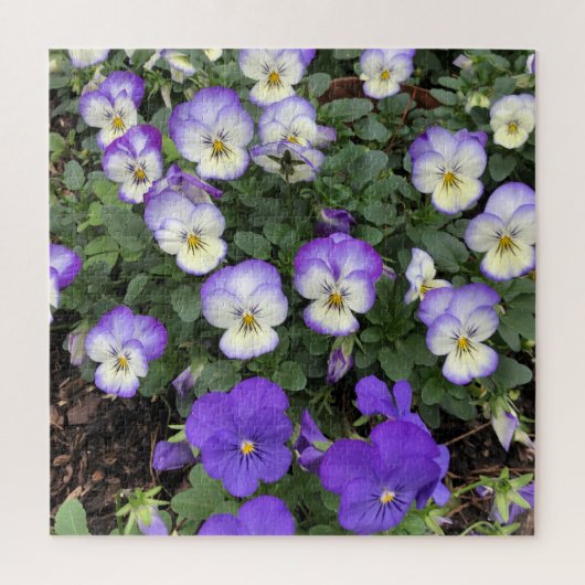 Cadeau de Puzzle en Forme de Fleur de Pensée Viole (Vertical)