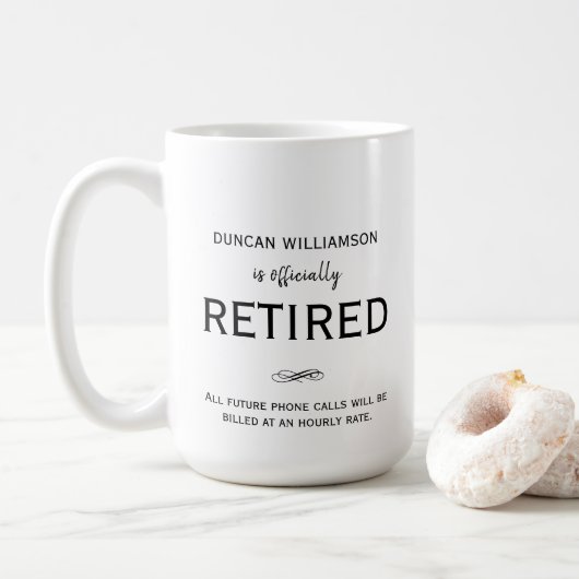 Cadeau de retraite, tasse d'humour personnalisée (Avec donut)