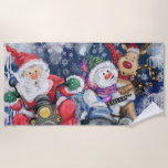 Cadeau de serviette de plage de Christmas Friends<br><div class="desc">Joyeux Noël - Joyeux Amis de Noël - Design de peinture MIGNED</div>