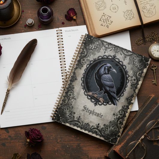 Cadeau de sorcière botanique de corbeau gothique d