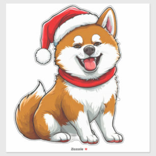 Cadeau de sticker de chien d'Akita Inu de Noël amu