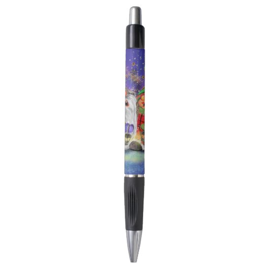 Cadeau de stylo de Noël avec des Gnomes heureux (Devant (Vertical))