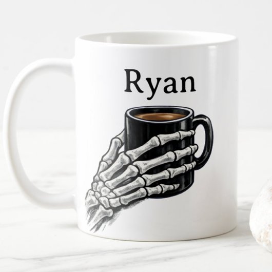 Cadeau de tasse à café avec main de squelette pers