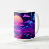 Cadeau de tasse à café du matin néon synthwave ave (Devant droit)