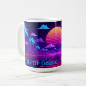 Cadeau de tasse à café du matin néon synthwave ave (Devant gauche)