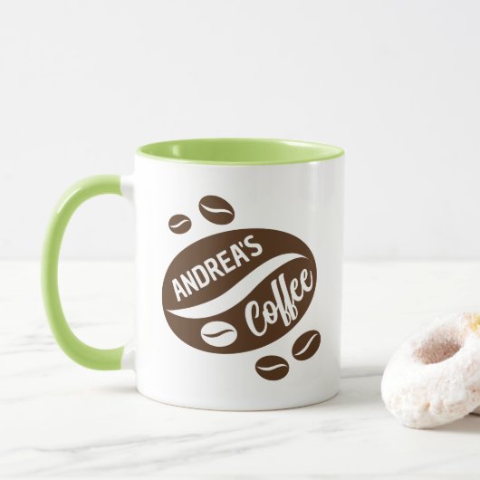 Cadeau de tasse personnalisé avec design de fèves (Avec donut)