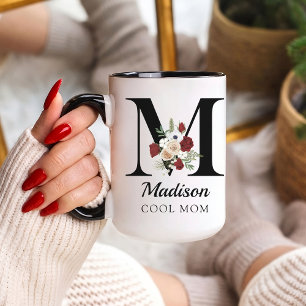 Cadeau de Tasse Personnalisée avec Initiale Floral