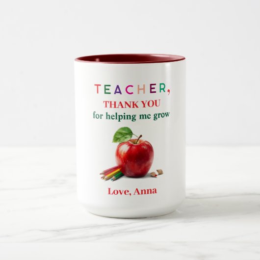 Cadeau de tasse pour enseignant – Message de remer (Centre)