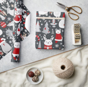 Cadeau Décor de Noël dans un décor gris Papier d'envelopp