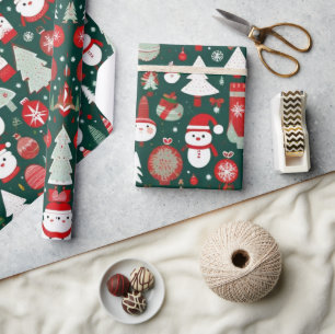 Cadeau Décor de Noël décor vert Enveloppement Papier