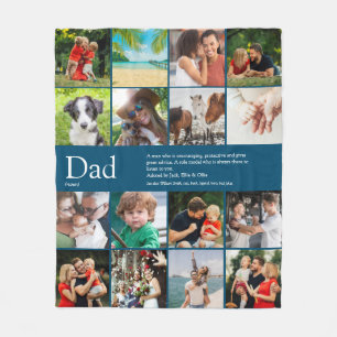Cadeau definitie quote fotocollage blauw fleece deken