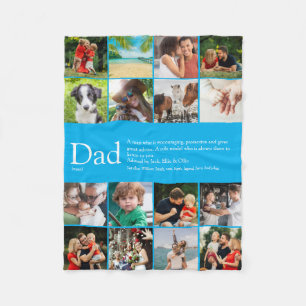 Cadeau definitie spreuk fotocollage kleine blauwe fleece deken