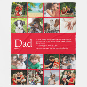 Cadeau definitie spreuk fotocollage rood groot fleece deken