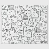 Cadeau Dessins de doodle mûrs enveloppant du papier (Plat)