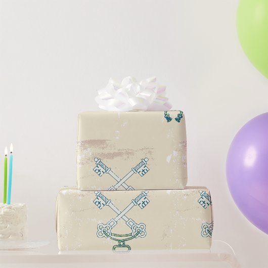 Cadeau Deux Clés Ensemble Enveloppement Papier